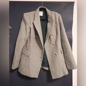 Double breasted blazer checkered green pattern